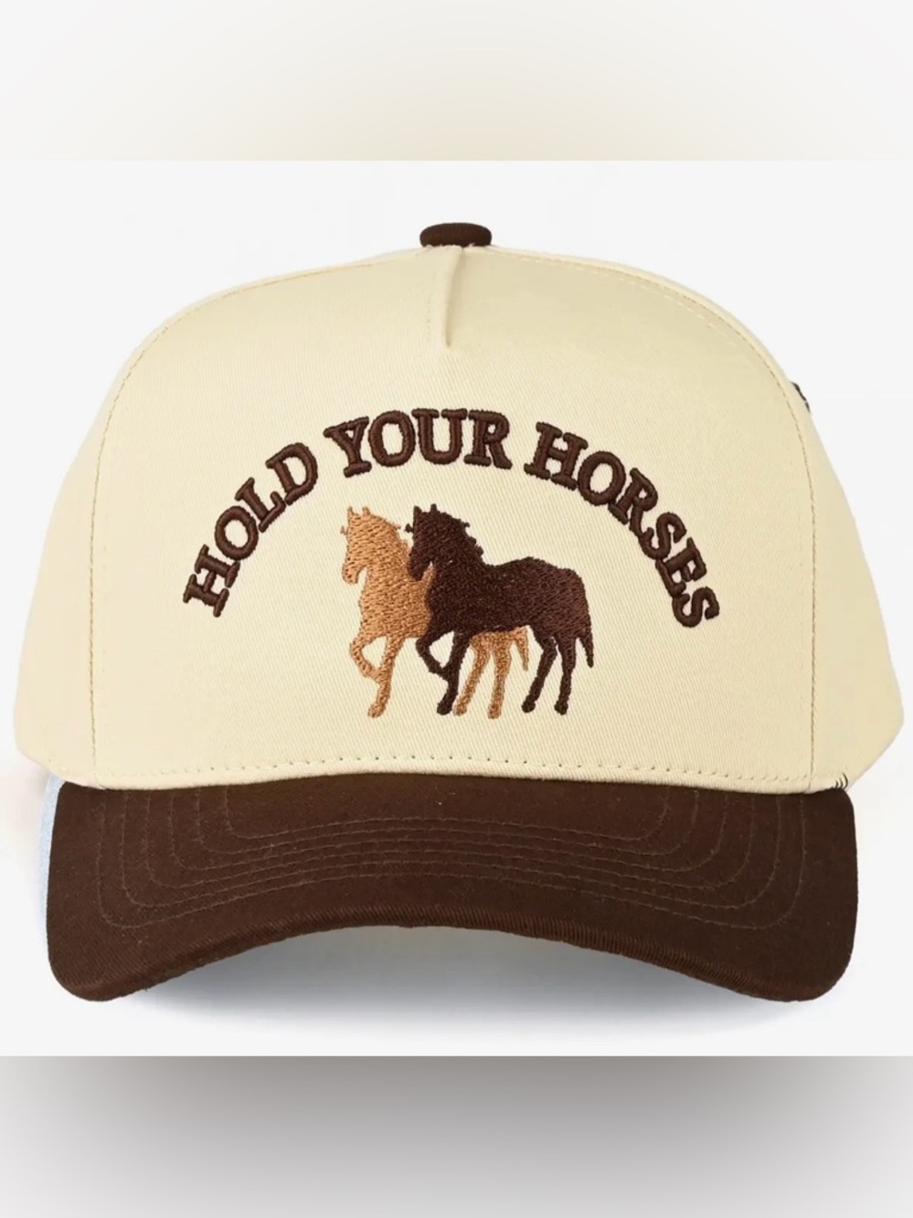 Cream & Brown 'Hold Your Horses' Trucker Hat - Picture 1 of 2